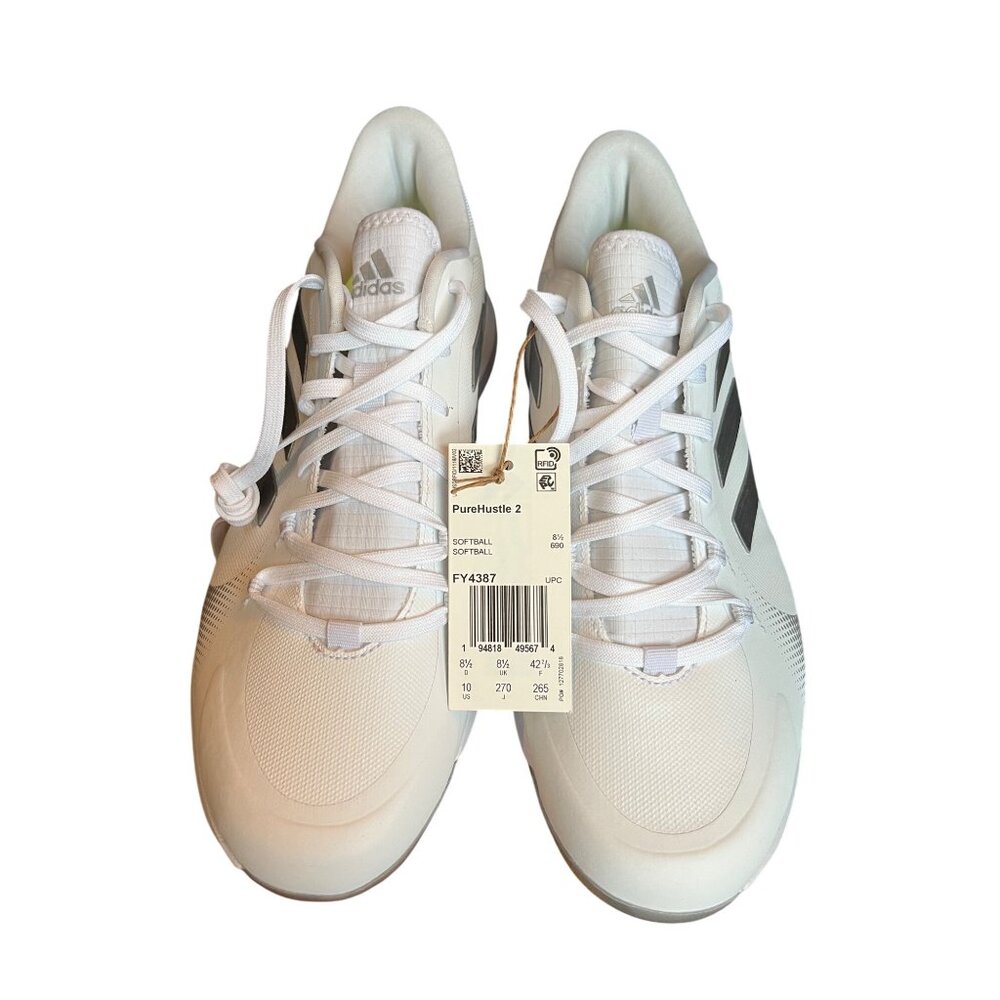 Adidas PureHustle2 Women’s Baseball Metal Cleats Size  10 FY4387 White & Silver